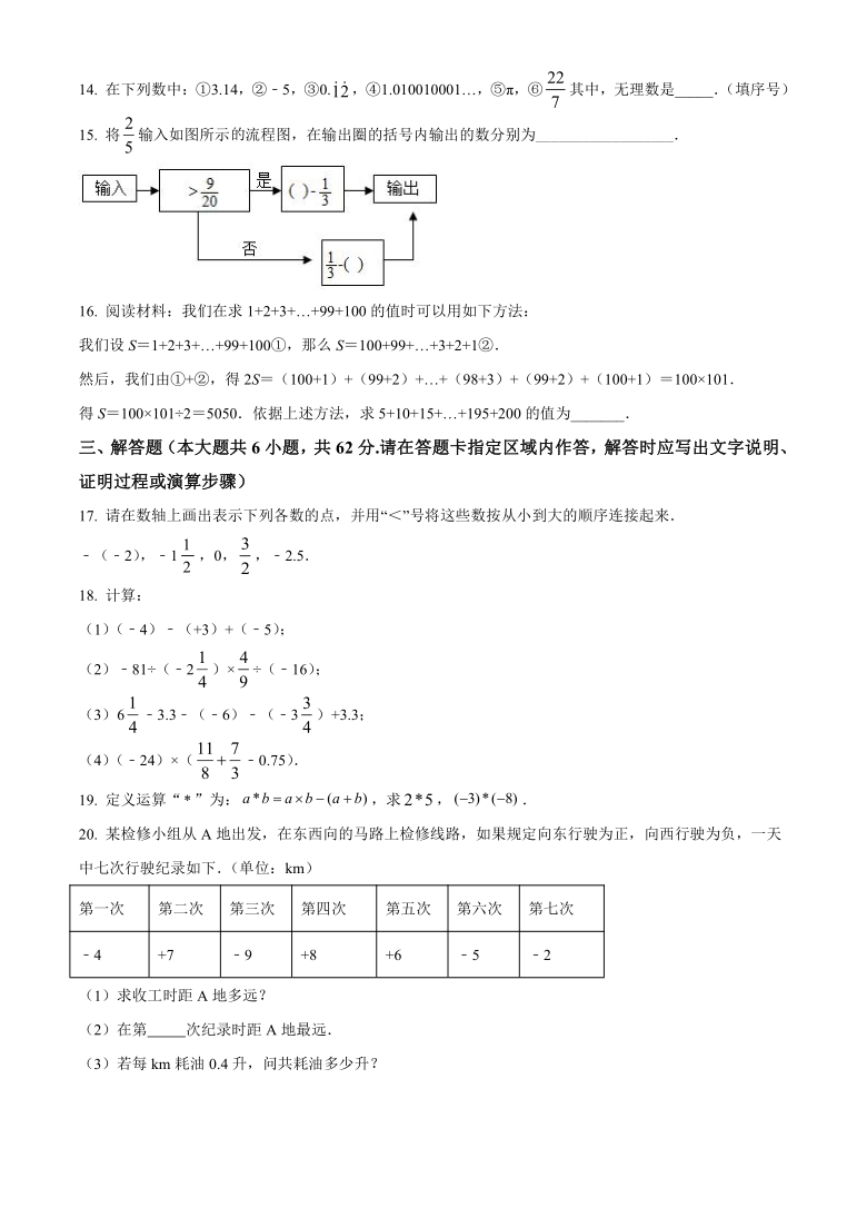 江苏省南京市第一中学2020-2021学年七年级上学期第一次月考数学试卷(word解析版)