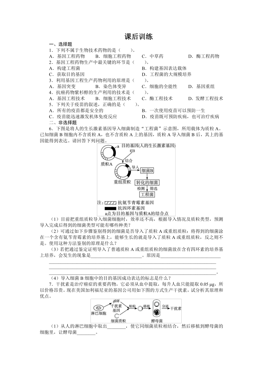 生物（人教版）选修2课后训练：第3章生物科学与工业第3节生物技术药物与疫苗