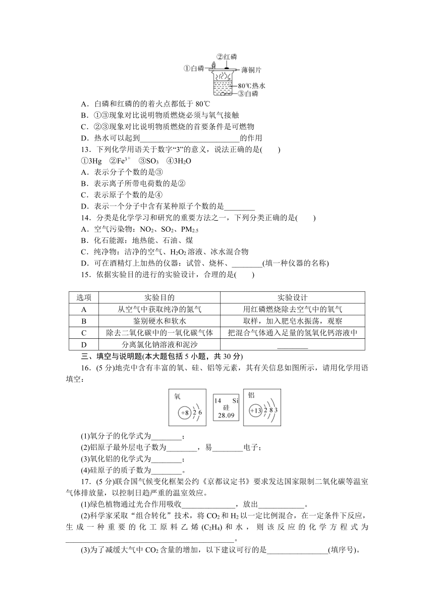 2018年秋人教版化学（江西）九年级上册期末检测卷（二）及答案