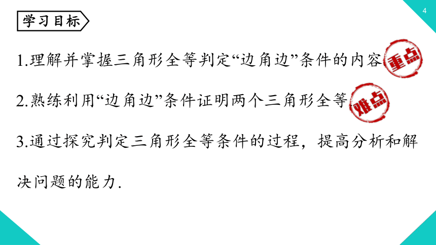 12.2.2利用两边夹角(SAS)判定三角形全等 课件-2021--2022学年人教版八年级数学上册（28张）