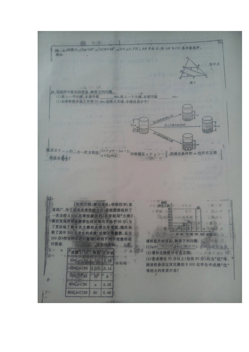 山东省德州市庆云县第二中学2015-2016学年七年级6月月考数学试题（图片版）