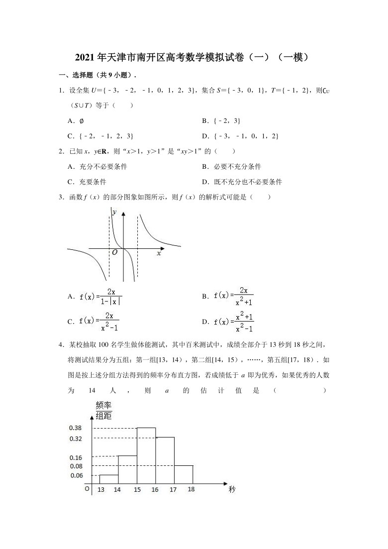 2021年天津市南开区高考数学（一模）模拟试卷 （Word解析版）