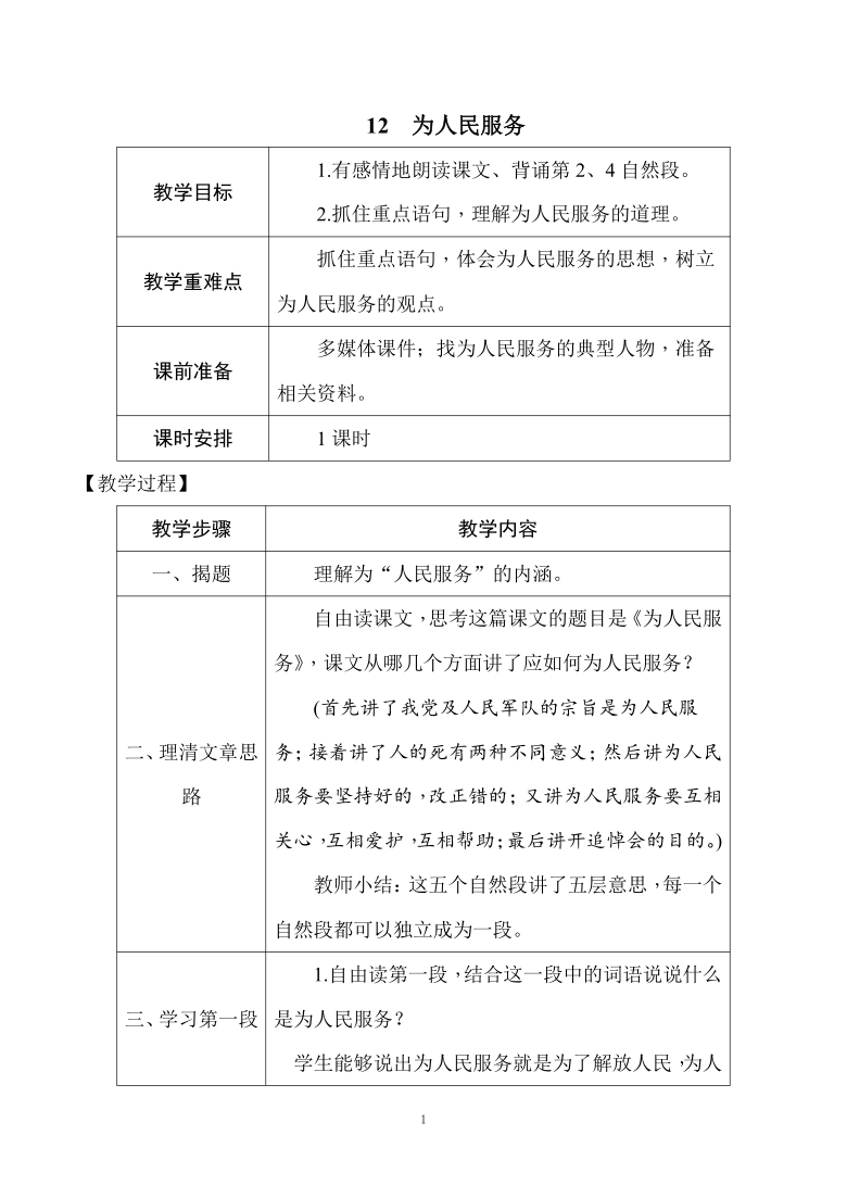 12为人民服务主要内容图片