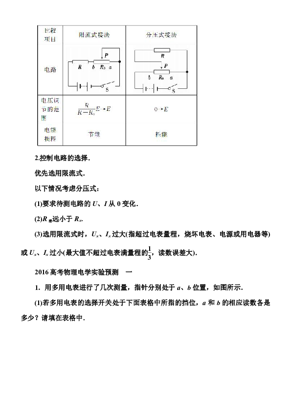 電流表,電壓表,歐姆表的比較:( )2.多用電錶使用