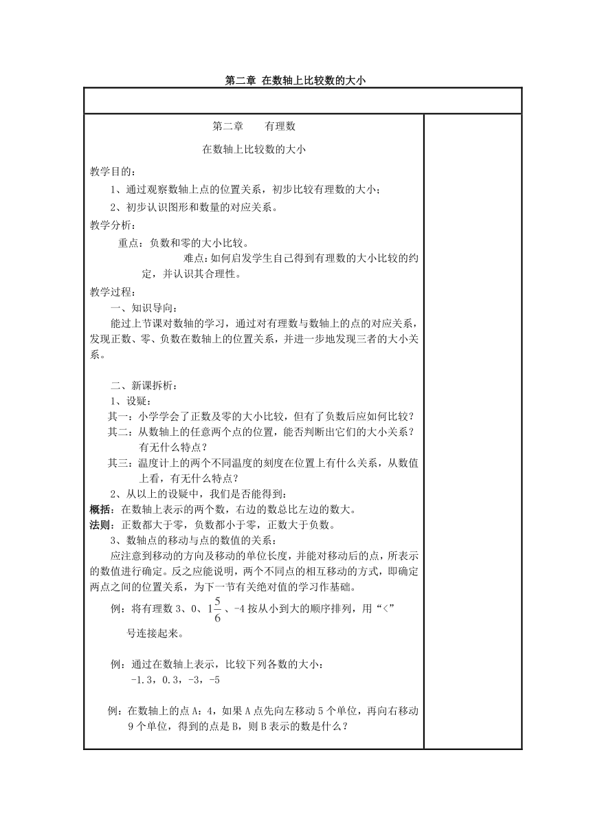 2.2.2在数轴上比较数的大小 教案 (2)