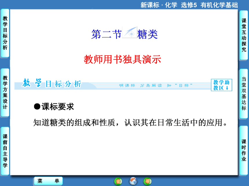 【课堂新坐标】（教师用书独具）2014年高中化学选修五课件【教学目标分析+教学方案设计+课前自主导学】4-2 糖类（58张ppt）