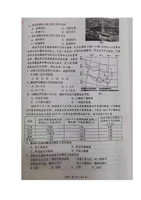 辽宁省葫芦岛市普通高中2020届高三上学期学业质量监测（期末）地理试题