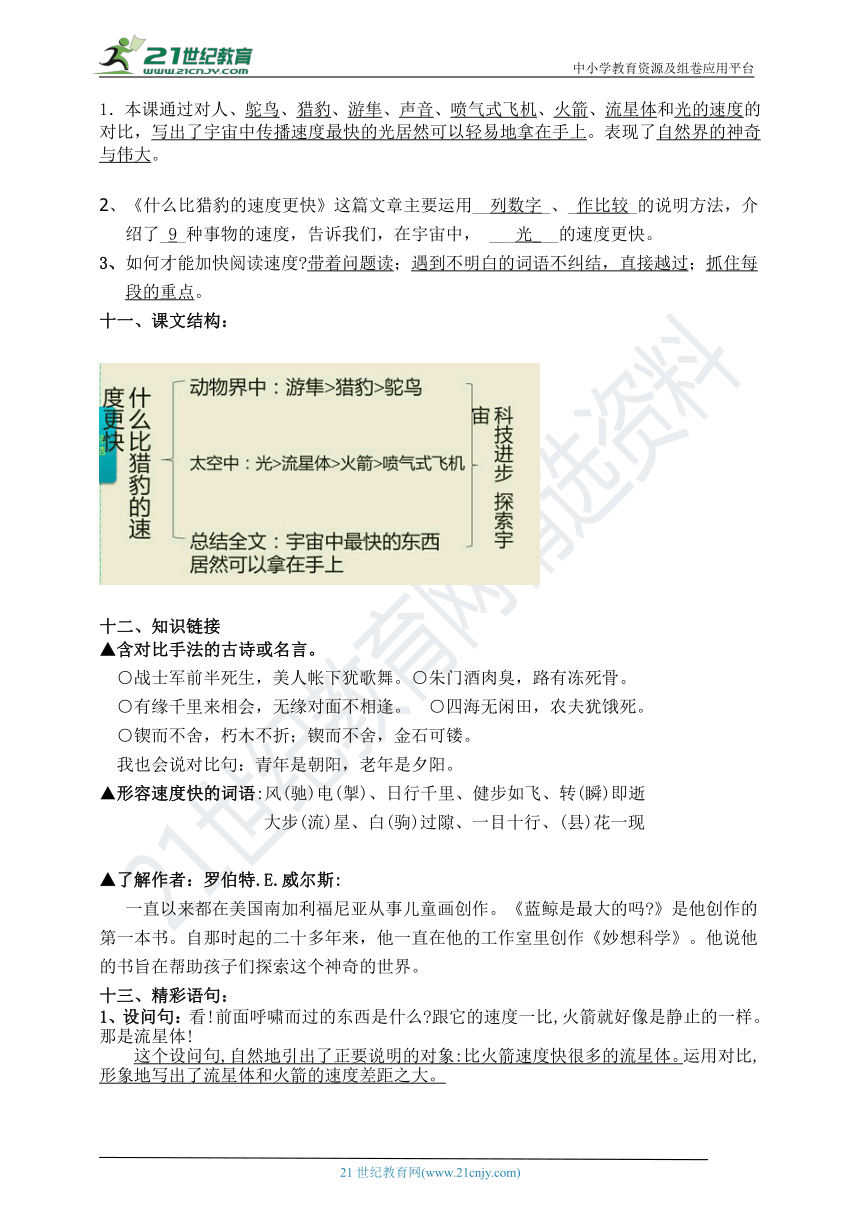 部编版五语上知识点易考点梳理7.什么比猎豹的速度更快