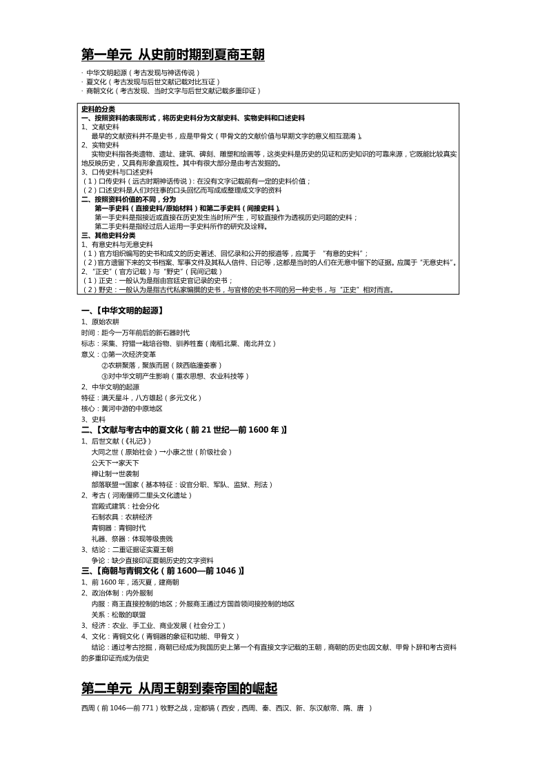 【上海高考历史复习笔记整理】【中国古代史整理】(详细版)