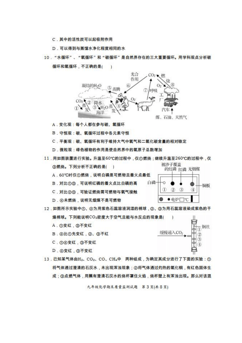 2020-2021学年度广东省汕头龙湖九年级上册化学期末试卷(图片版，无答案)