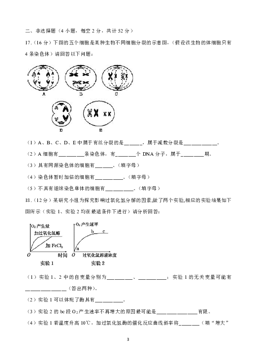 西藏拉萨片八校2018-2019学年高一下学期期末联考生物试卷