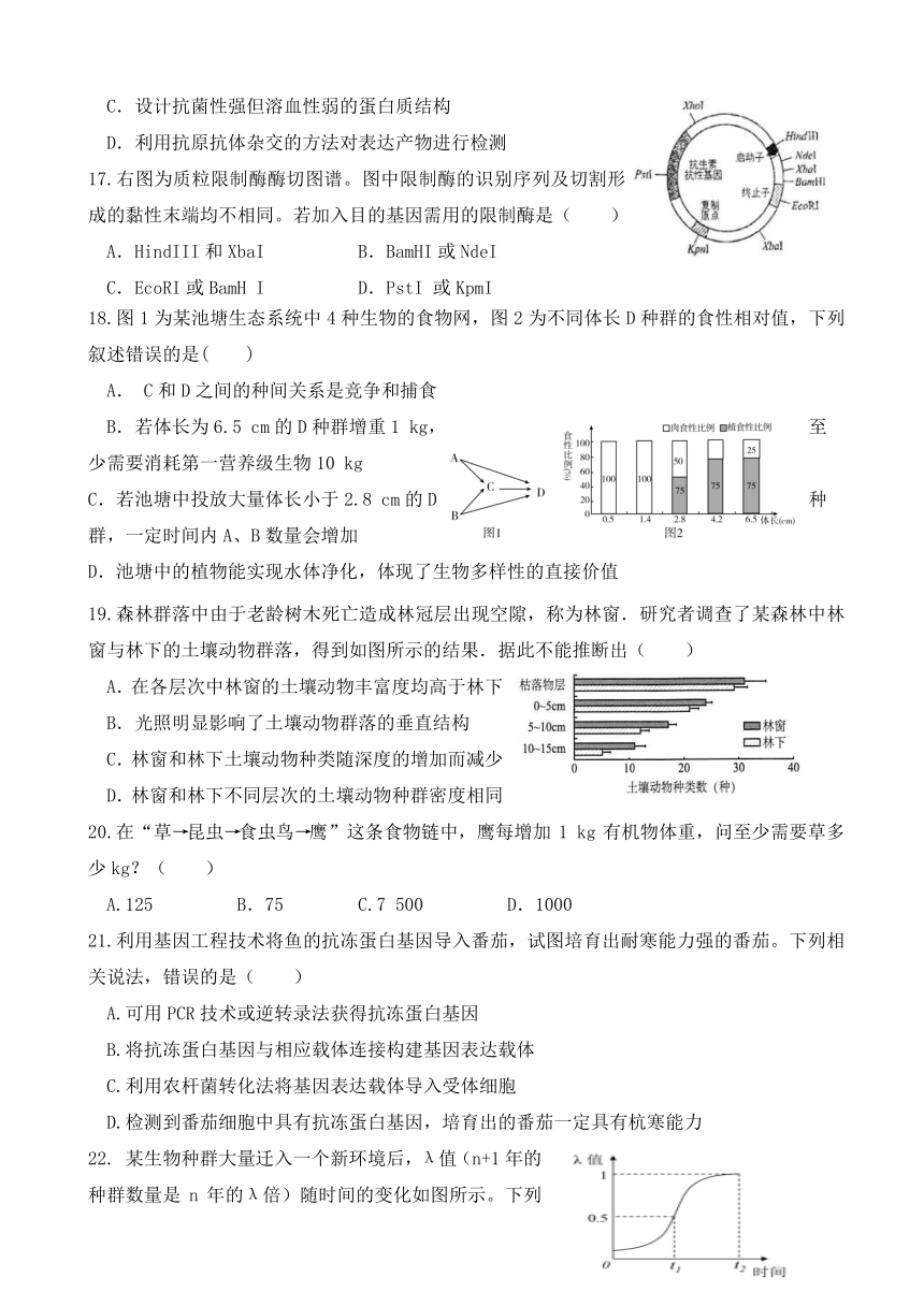 新疆哈密地区二中2016-2017学年高二下学期期中考试生物试题