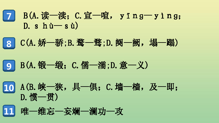 九年级语文上册期末复习：字音字形 课件-24张ppt