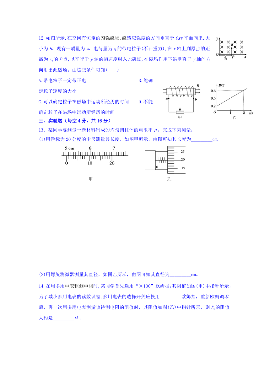 陕西省延安市实验中学大学区校际联盟2017-2018学年高二上学期期末考试物理试题（A)