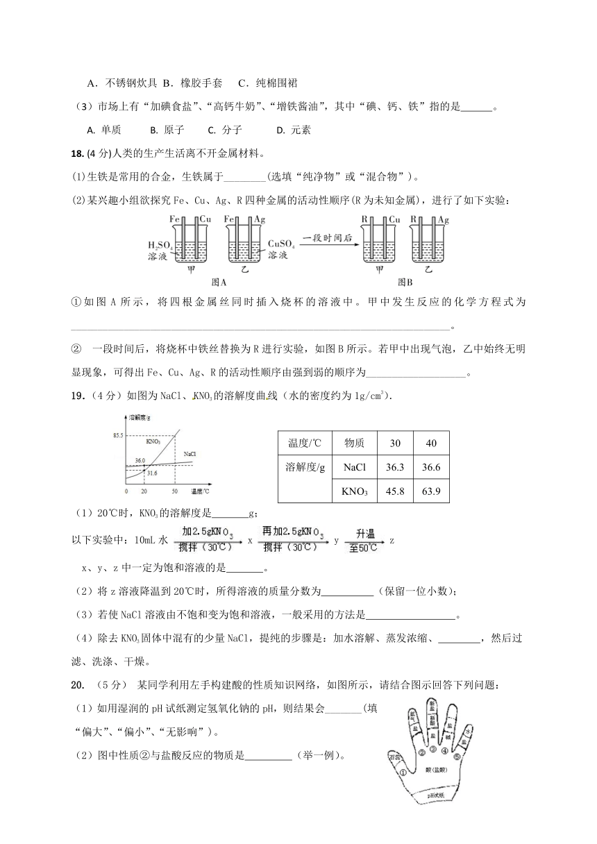 陕西省宝鸡市渭滨区2017届九年级4月质量检测试卷（一）化学试题