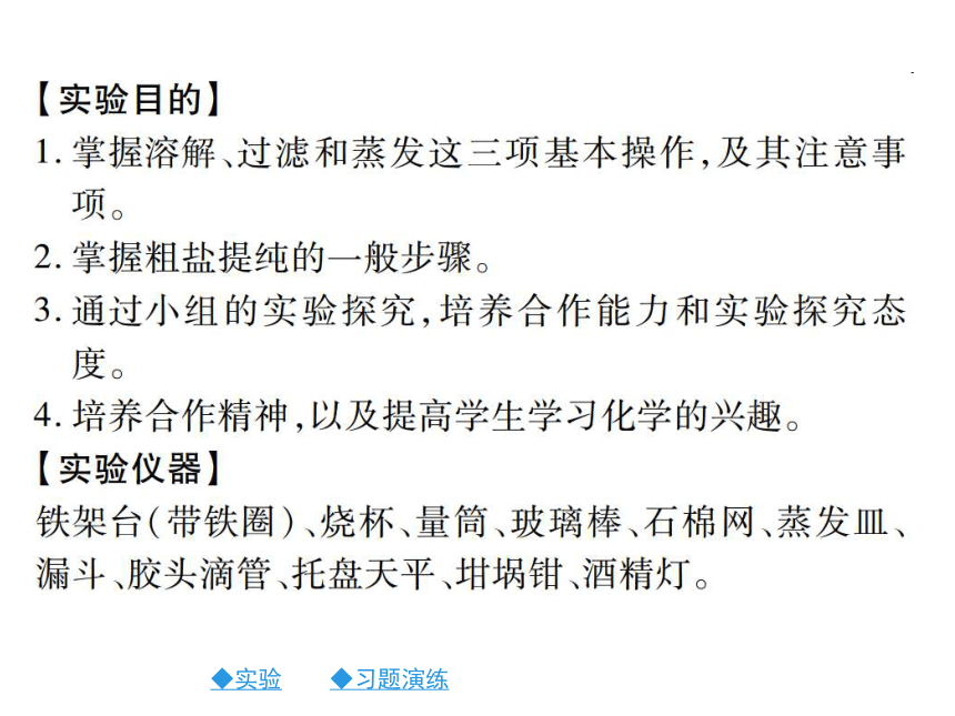 2017春九年级化学新人教版下册同步习题课件：第11单元 盐化肥 实验活动：粗盐中难溶性杂质的去除