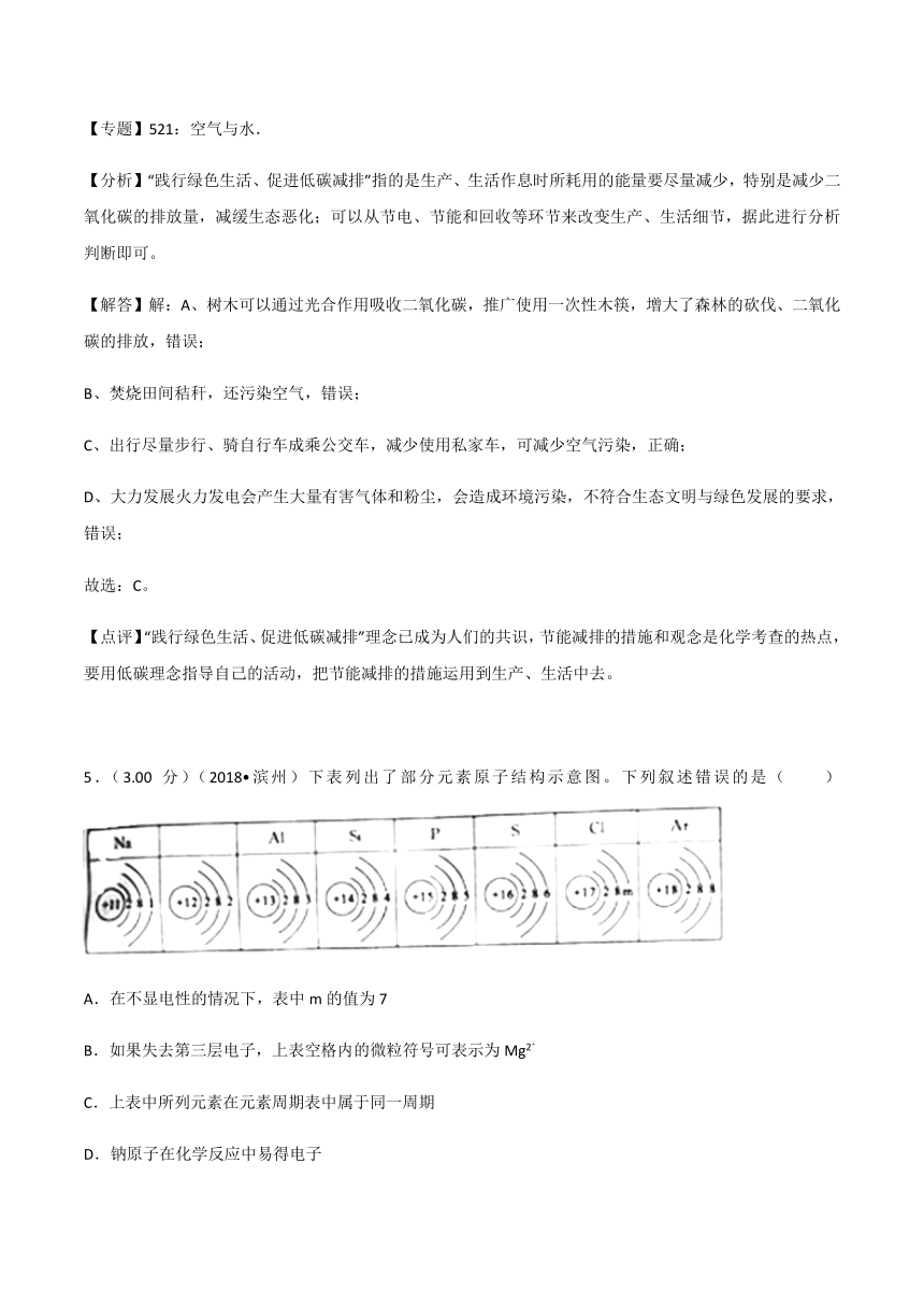 2018年山东省滨州市中考化学试卷（Word解析版）