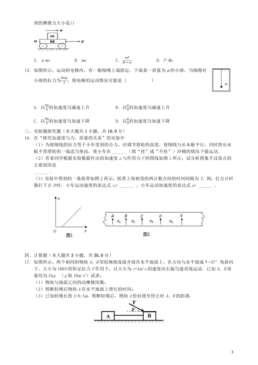 2018年高中物理第四章牛顿运动定律单元测试卷新人教版必修1