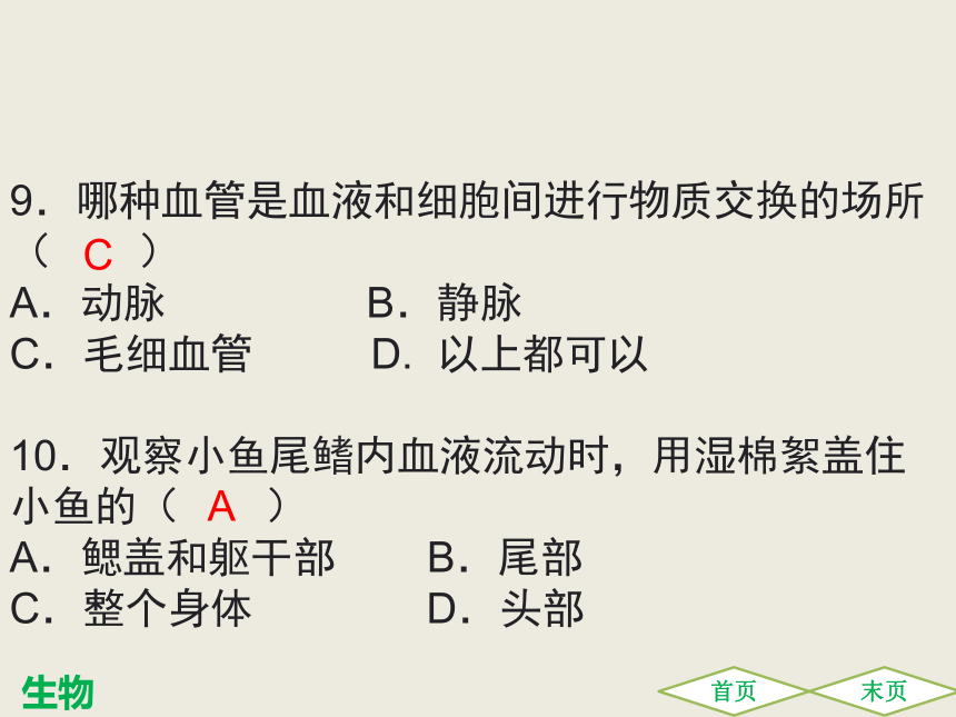 第四章人体内物质的运输 综合检测 课件（共22张PPT）