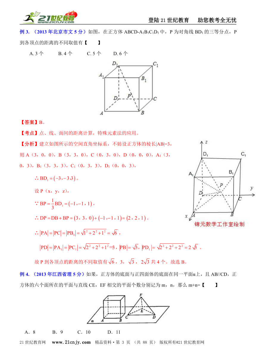 【备战2014高考数学专题汇编】专题22：立体几何问题
