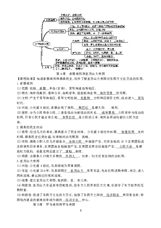 人教部编本九年级上册历史知识提纲