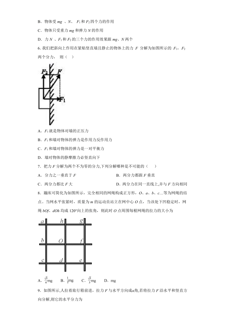 上海市龙柏高中2020—2021学年高中物理沪科版（2019）必修第一册：3.6怎样分解力 配套作业（含解析）