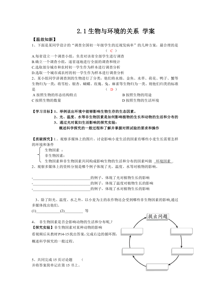 2.1 生物与环境的相互关系