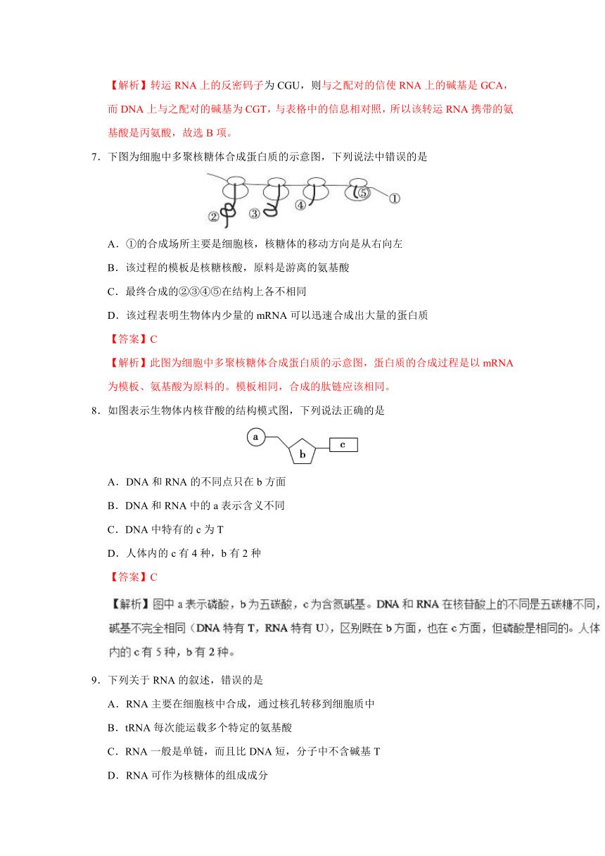 专题4.1基因指导蛋白质的合成-2017-2018学年高一生物人教版（必修2）