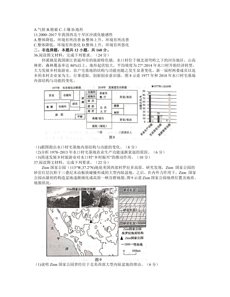 安徽省江南十校2021届高三下学期3月一模联考文科综合地理试题 Word版含答案解析