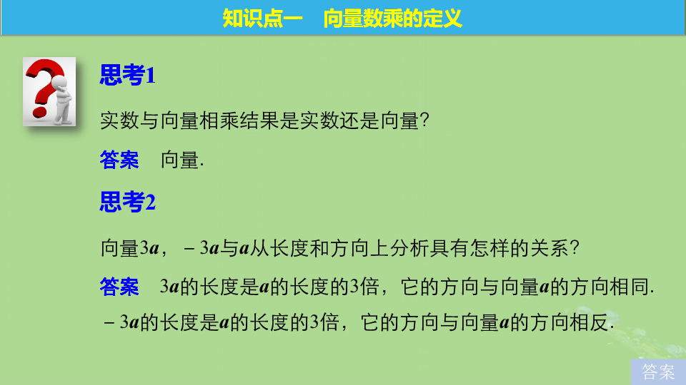 2018_2019高中数学第2章平面向量2.2.3向量的数乘课件苏教版必修4（34张PPT）