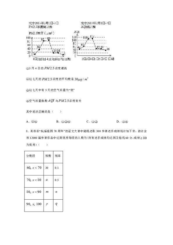 人教版七年级数学下册第十章数据的收集、整理与描述单元同步练习（含答案）