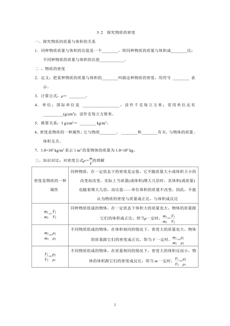 沪粤版八年级物理上册   第五章　我们周围的物质 一课一练（基础）（含答案）