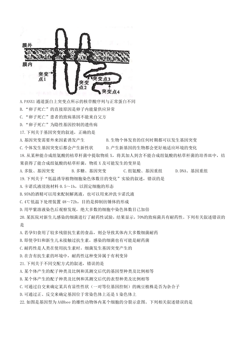 河北省张家口市2020-2021学年高一下学期期末考试生物试题 Word版含答案