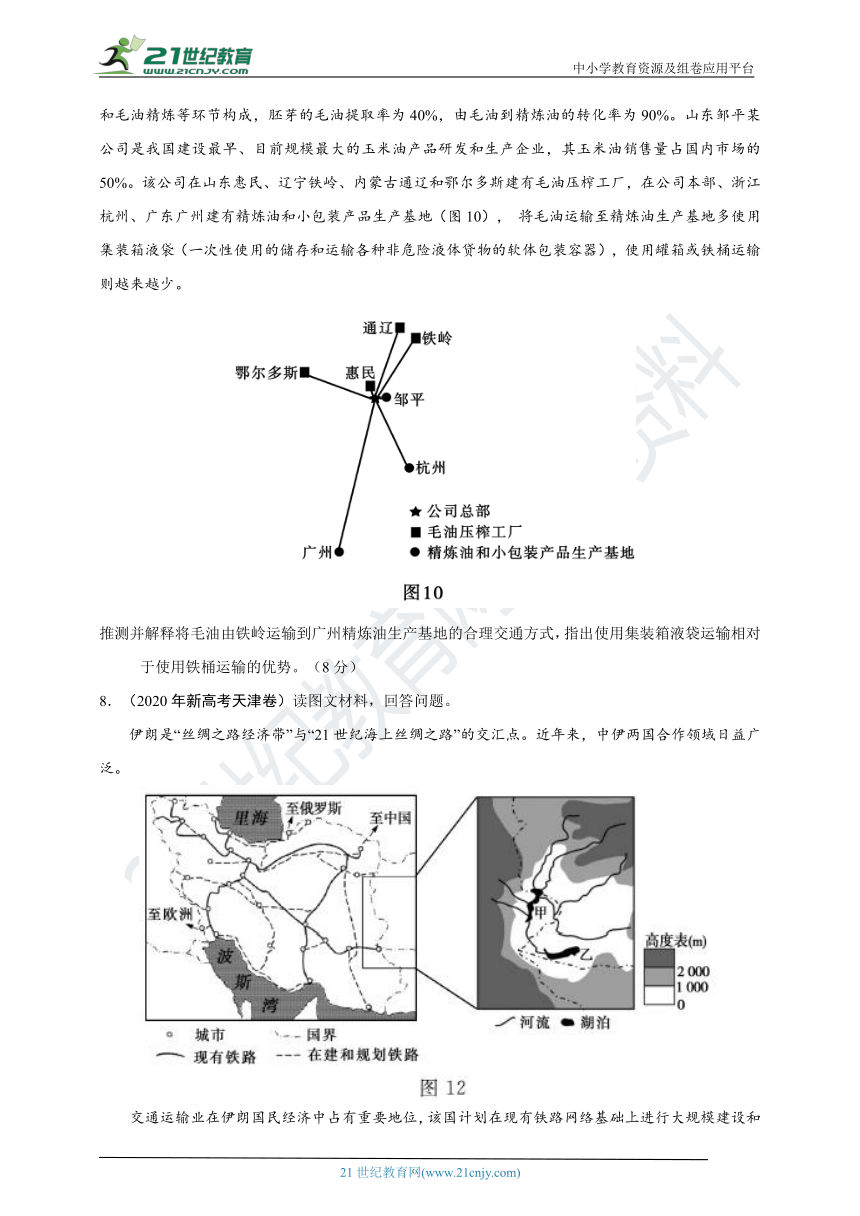 2019-2021年高考地理真题分类汇编专题十交通（WPS打开，word解析版）