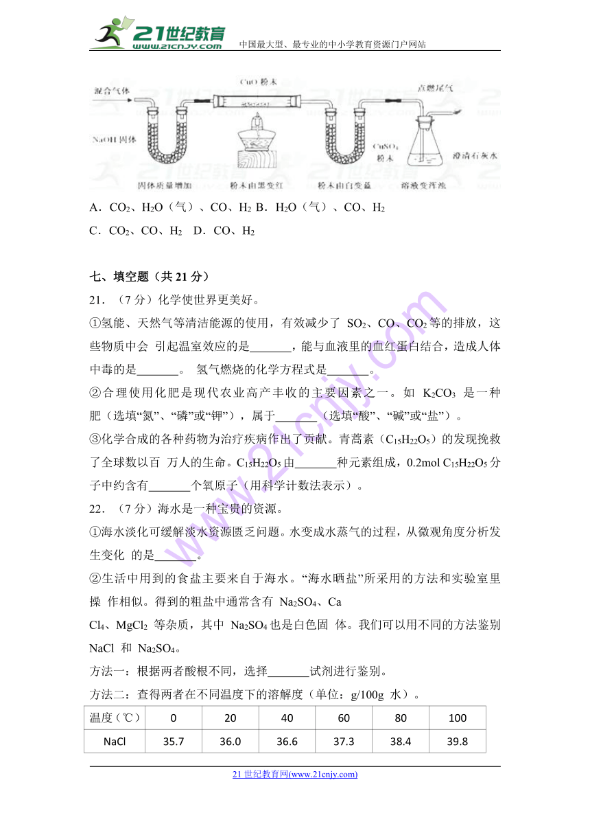 2018年上海市奉贤区中考化学二模试卷（解析版）