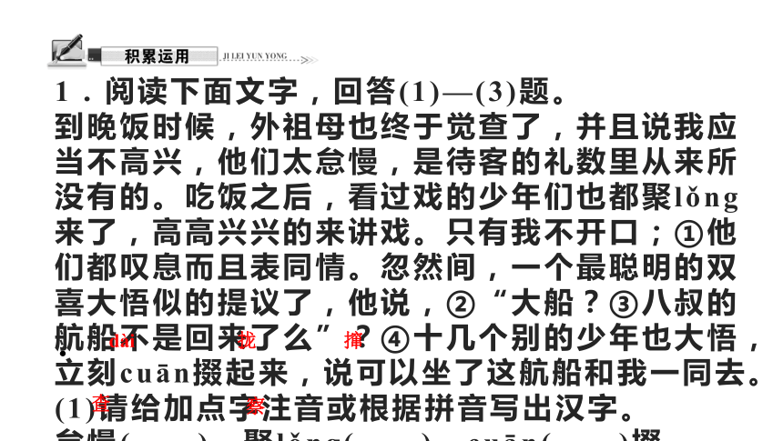 1 社戏 讲练课件——贵州省毕节市2021年春八年级语文下册人教部编版（共24张ppt）