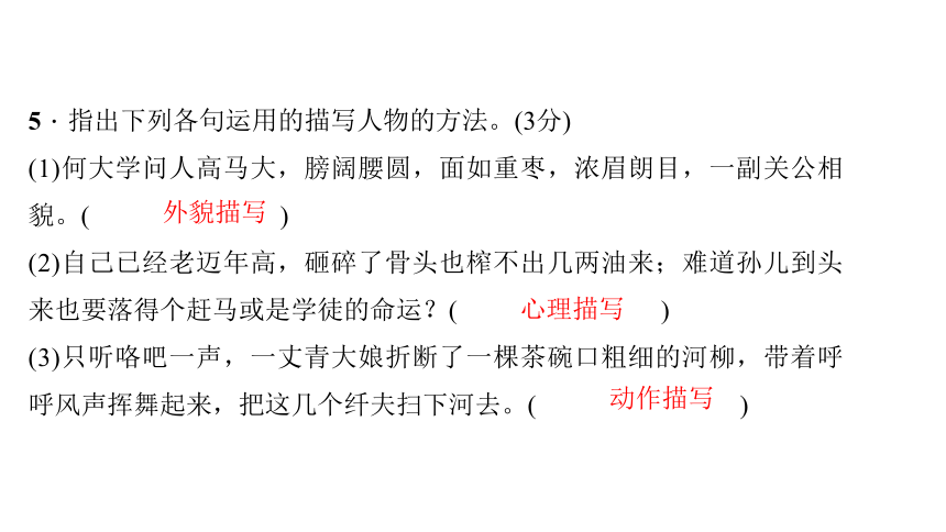 2017—2018学年语文人教版九年级下册习题课件：6　蒲柳人家(节选)