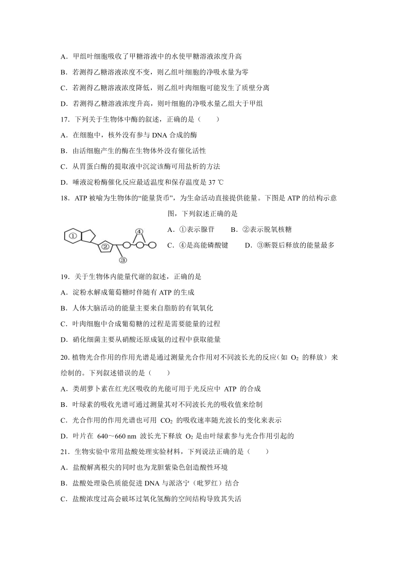 江西省抚州市部分中学联合体2020-2021学年高一下学期3月第一次月考生物试题    含答案