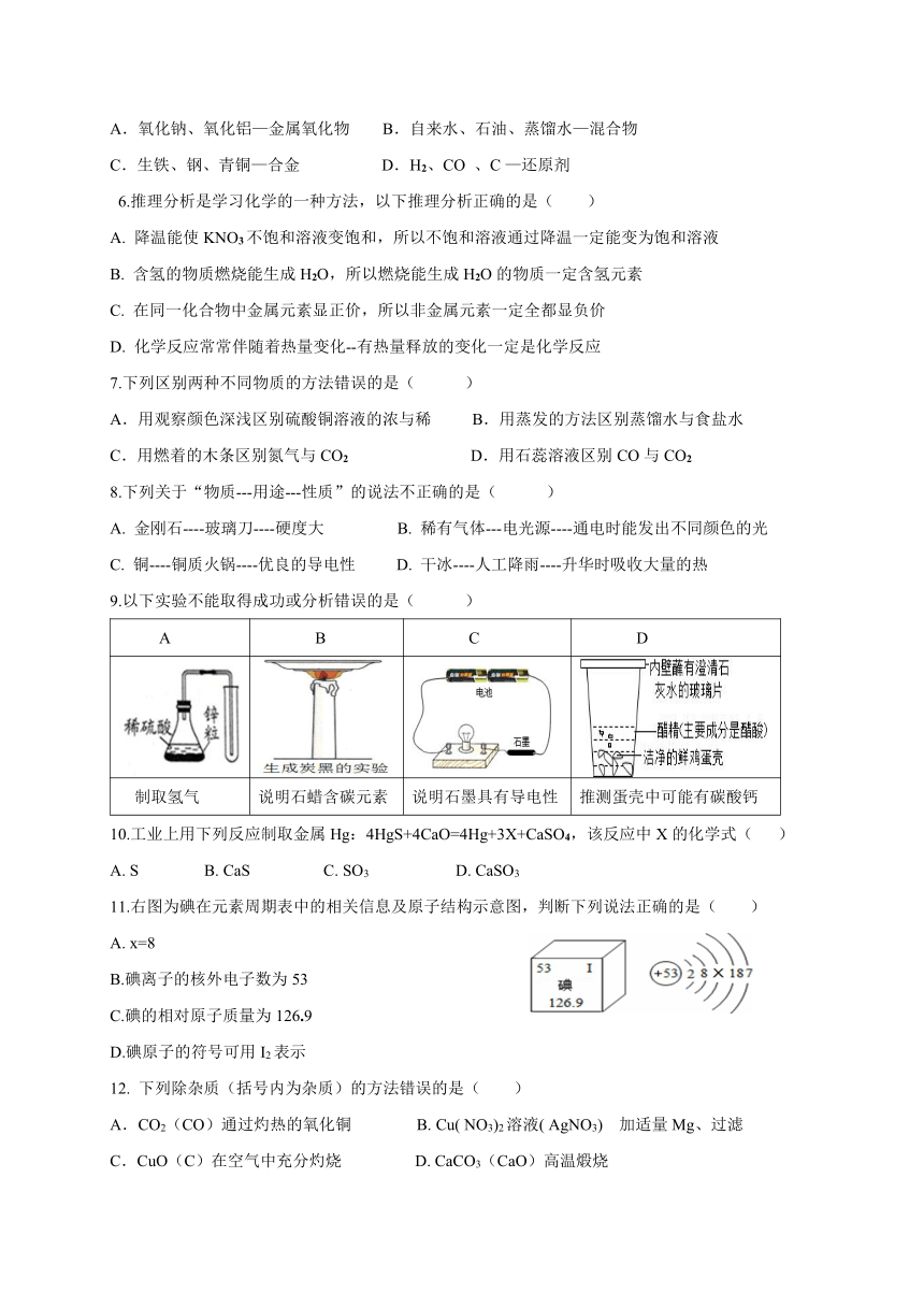 广东省揭阳市揭西县2017～2018学年度九年级下学期期中考试化学试题