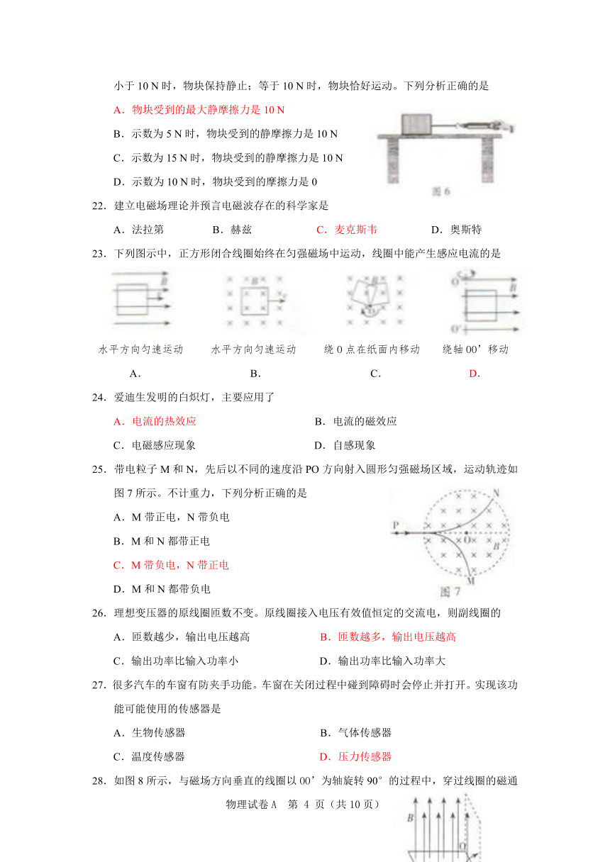 2015年6月广东学业水平考试物理（含答案）