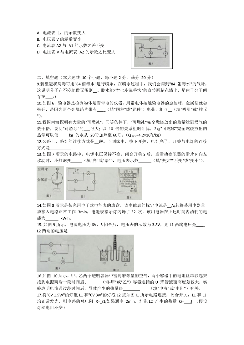 云南省文山市2020-2021学年九年级上学期期末学业水平测试物理试题（含答案）