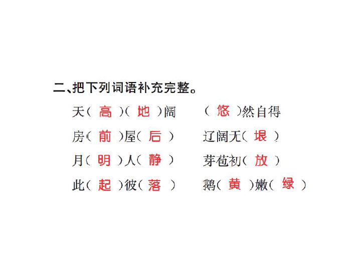 人教课标版四年级语文下册习题课件 语文园地六（10张ppt）