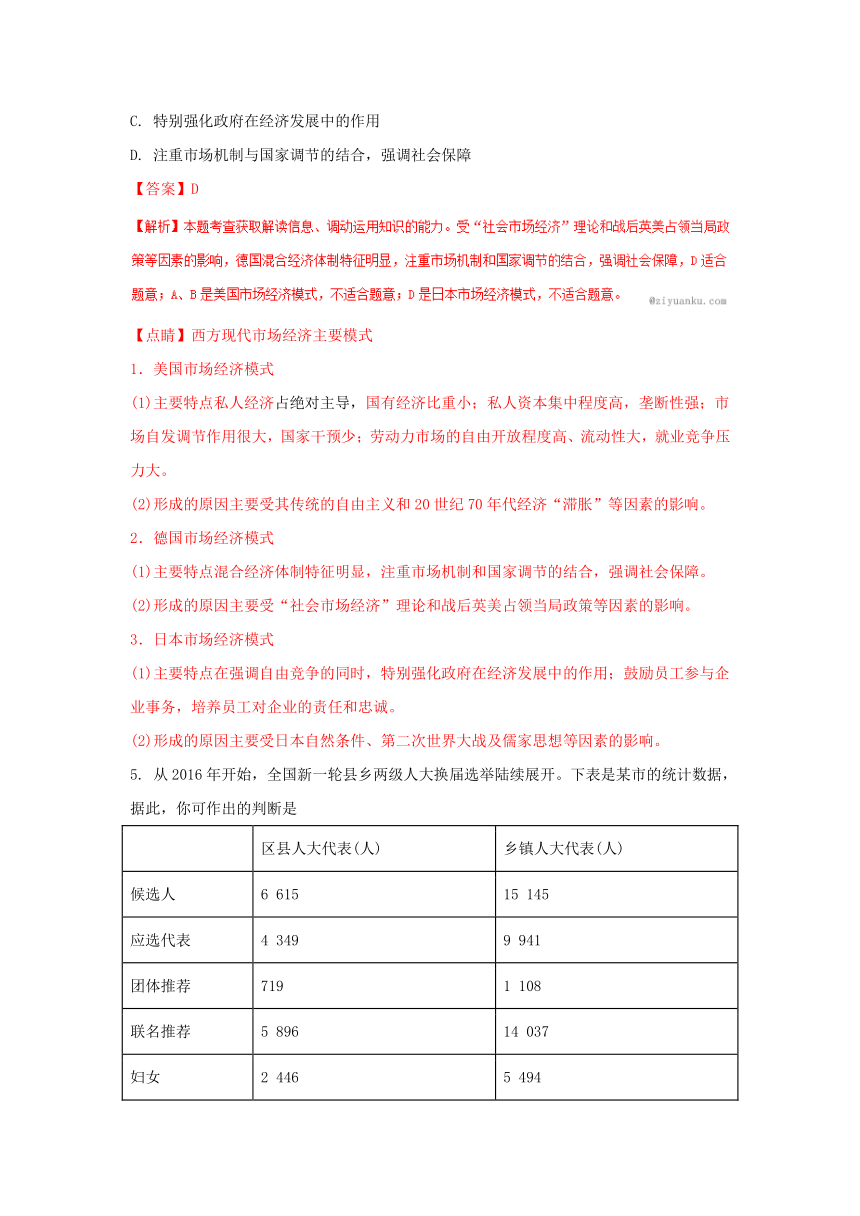 安徽省舒城中学2017届高三仿真（一）文综政治试题解析（解析版）