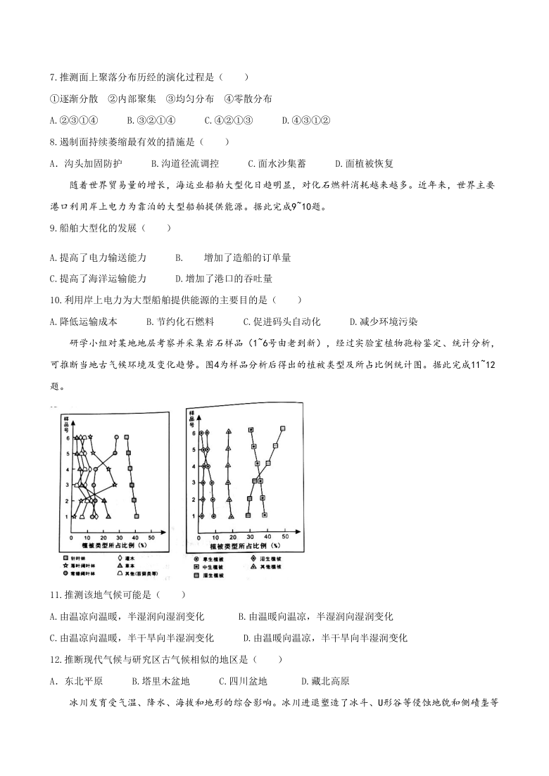 2021年1月辽宁省普通高等学校招生考试适应性测试地理试题 word版无答案