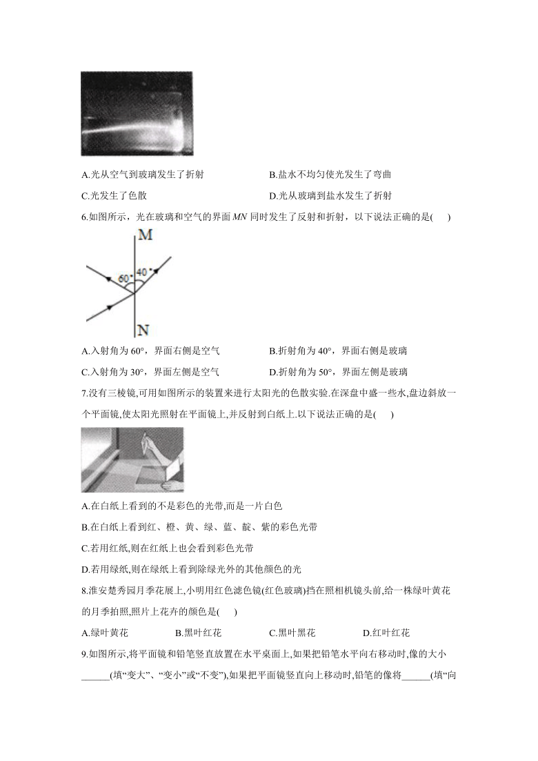 （人教版）2020-2021学年八年级物理寒假必做作业（8）光现象（Word版含答案）