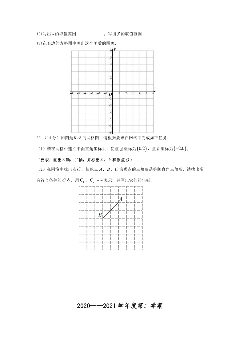 海南省海口市第十四中学2020-2021学年第二学期八年级数学第一次月考试题（word版，含答案）