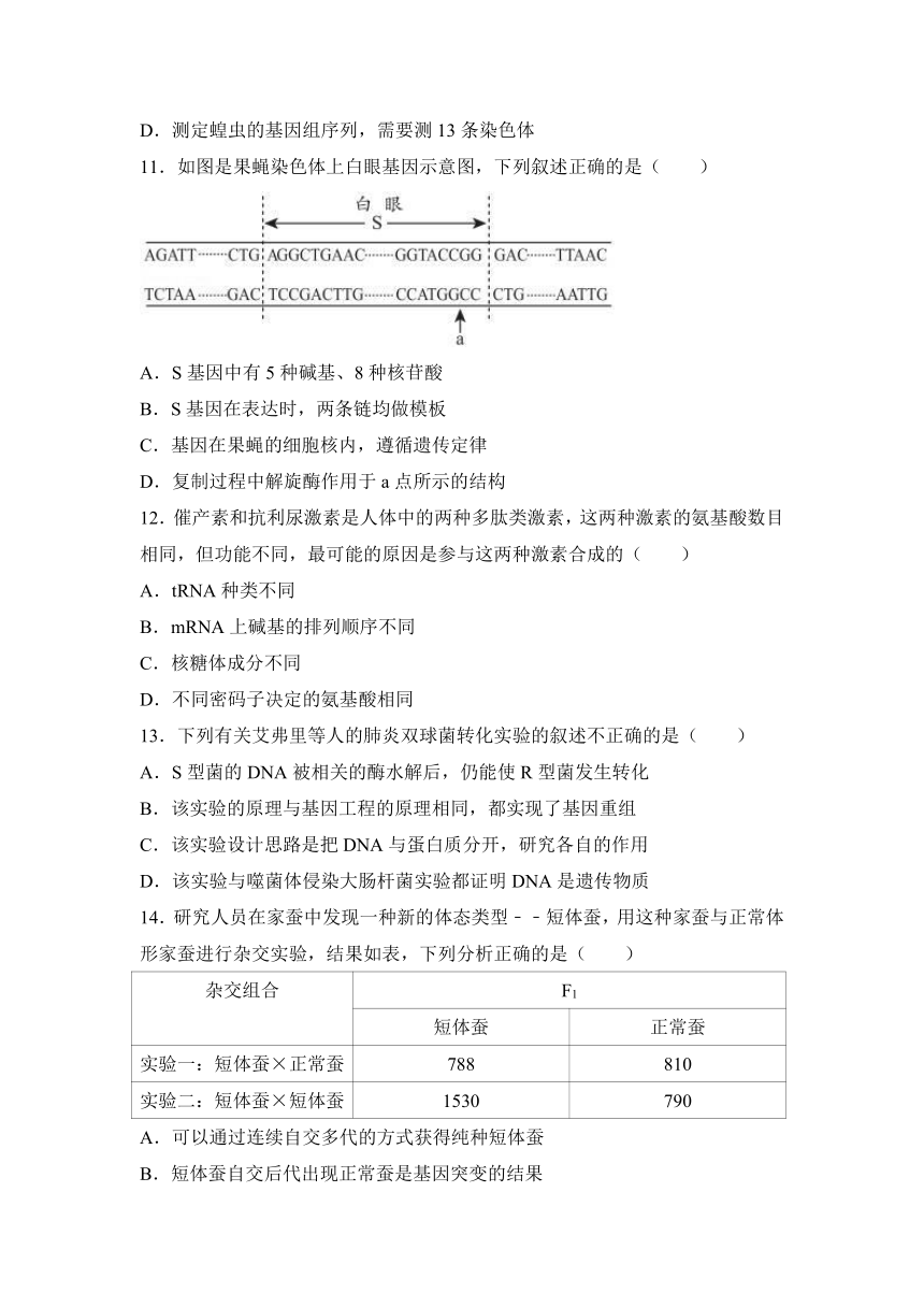 北京市大兴区2017届高三（上）期末生物试卷（解析版）