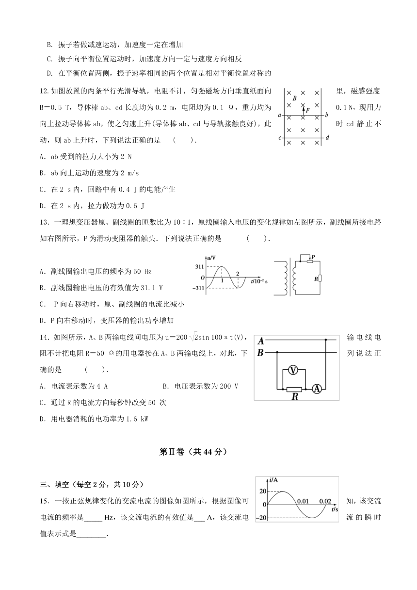 陕西省延安市大学区中学校际联盟2016-2017学年高二下学期期中考试物理试题（B）