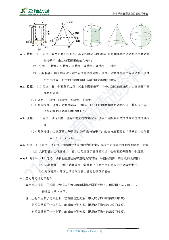 2020届三轮冲刺 上海高考数学基础知识回顾辅导讲义：第六讲 立体几何 教案（教师版）