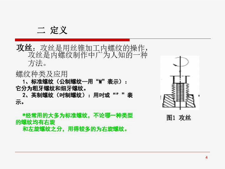 钳工攻丝与套丝课件